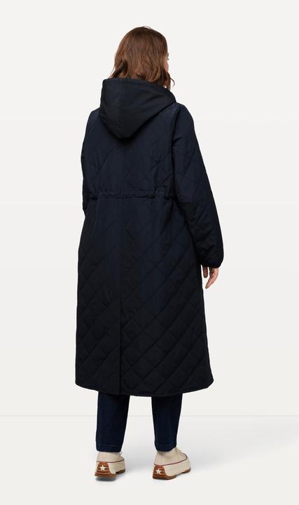 Image du produit Ulla Popken Manteau matelassé à capuche avec patte de boutonnage et cordon coulissant, matière recyclée (46, 48)
