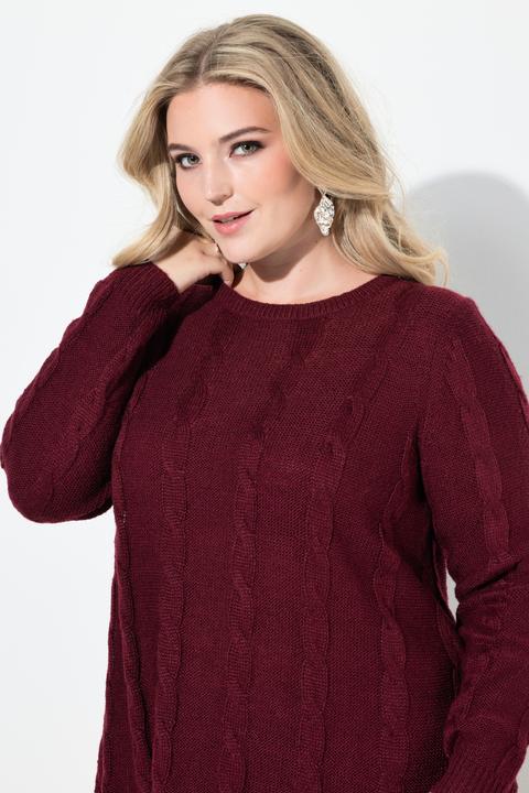 Actual product image Miamoda Strickkleid, A-Linie, Zopfmuster, Langarm (42, 44)