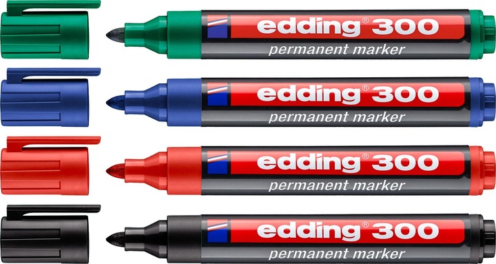 Produktbild Edding Permanent-Marker 300 4 Stück (Mehrfarbig, 3 mm, 4 x)