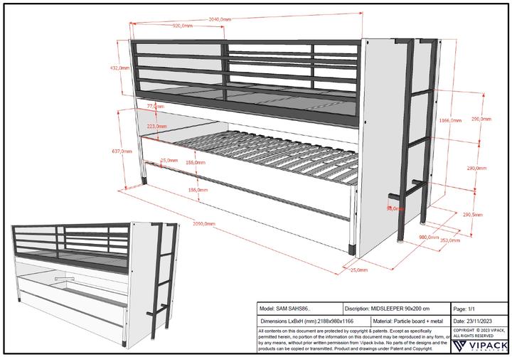 Produktbild Vipack Sam (90 x 190 cm)