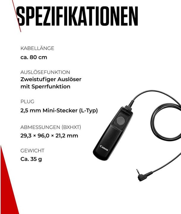 Actual product image Canon Fernauslöser RS-80E3 (Cable)