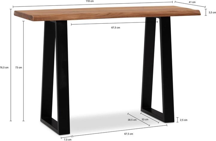 Produktbild FineBuy Schreibtisch Bürotisch 118 cm Akazie Massivholz Laptoptisch Baumkante (118 x 41 x 76.50 cm)