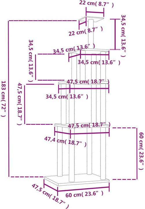 Produktbild vidaXL Kratzbaum (183 cm, Hellgrau)