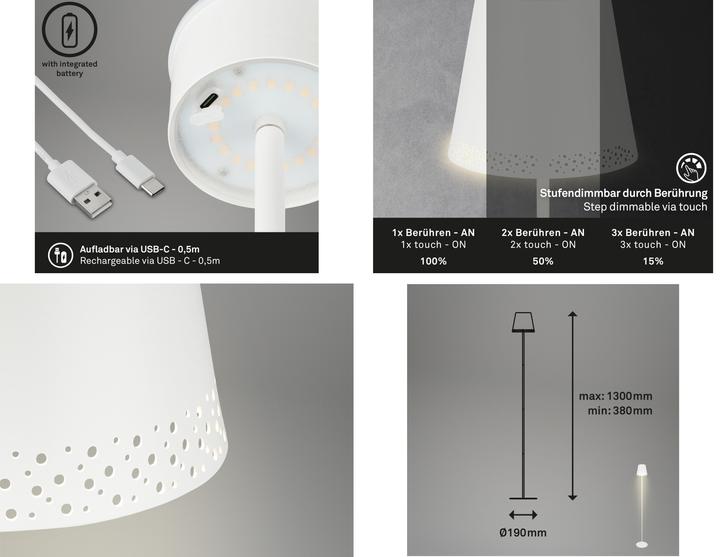 Produktbild Briloner Akku LED Stehleuchte (400 lm)