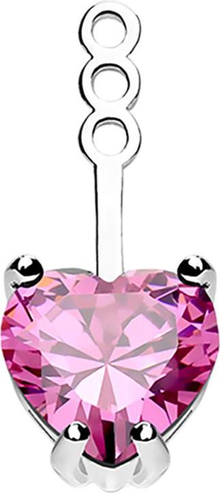 Star Piercing Earring Ear Jacket silver with crystal heart pink (Brass)