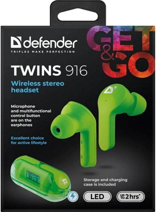 Actual product image Defender TWINS 916 wireless in-ear headphones (4 h, Wireless)
