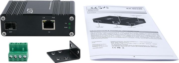 Produktbild Exsys Industrial PoE+ Media Konverter 60W
