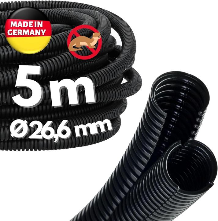 Kalitec 5 Meter Wellrohr Twin NW 29 I Wellschlauch zweiteilig I Solarwellrohr I Marderschutzrohr I L (500 cm)