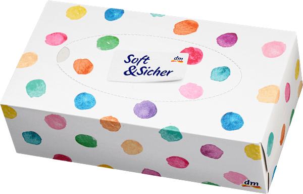 Actual product image dm Soft&Sicher Handkerchief box design