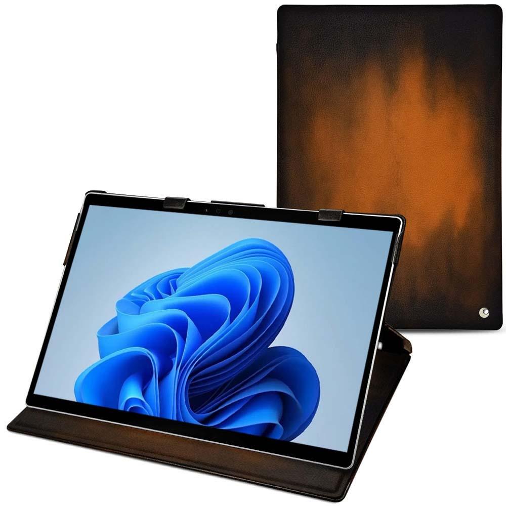 Noreve Lederschutzhülle vertikal (Microsoft Surface Pro 8), Tablet Hülle, Braun