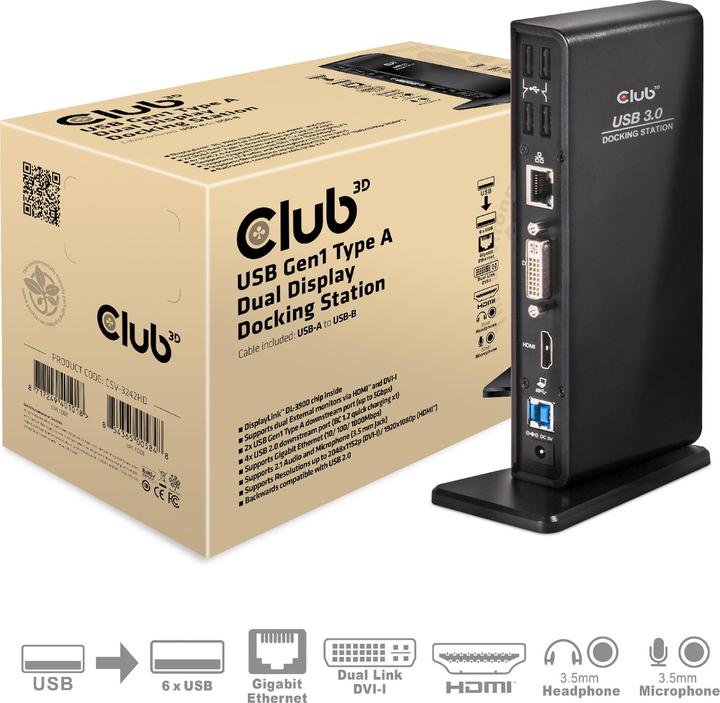 Actual product image Club 3D Csv-3242hd (USB-B, 11 ports)