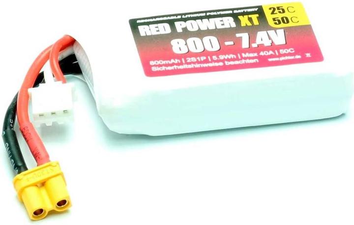Image du produit Red Power Pack d'accus pour modélisme (LiPo) 7.4 V 800 mAh 25 C Softcase XT30 (7.40 V, 800 mAh)