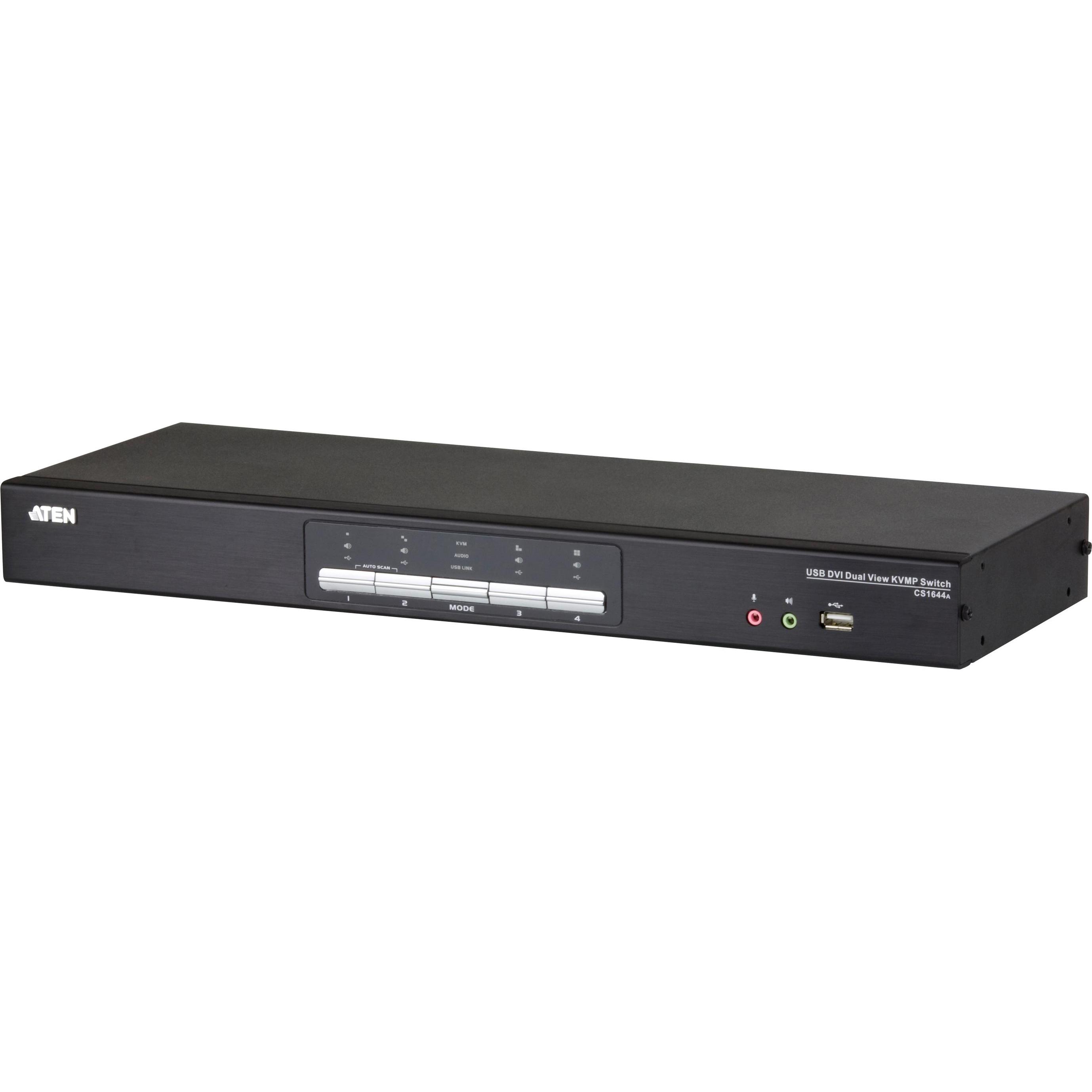 Aten 4-Port USB DVI Dual-Link Dual Display/Audio, KVM Switch, Schwarz