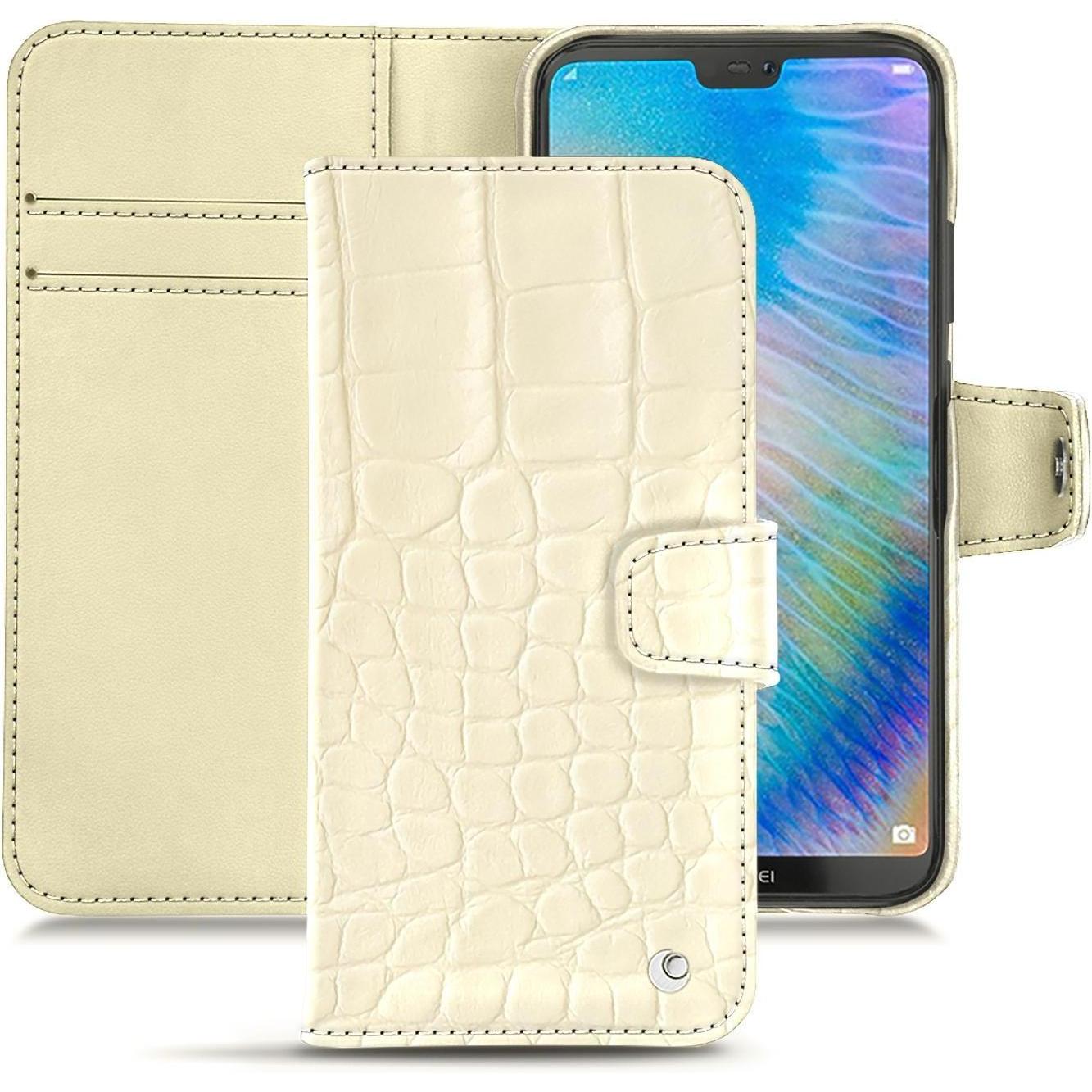 Noreve Lederschutzhülle Wallet (Huawei P20 Lite), Smartphone Hülle, Weiss