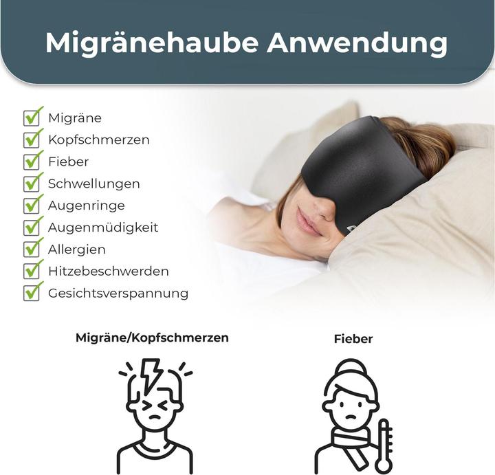 Produktbild Quick Aid Kopfschmerz- und Migränehaube (selbstkühlend) mit 360 Grad Kälte- und Wärmefunktion (1 x, 1053 ml, 592 g)