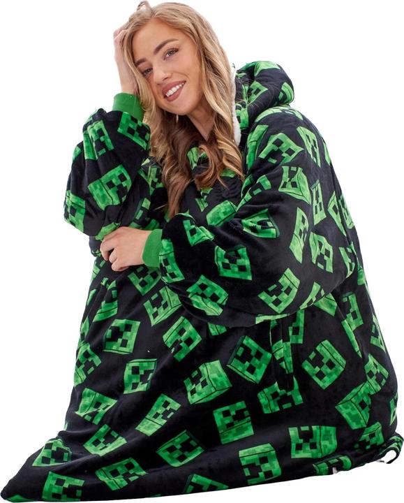 Minecraft Unisex Adult Fleece Sherpa Lined Oversized Blanket