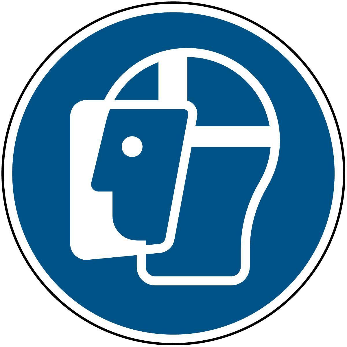 Brady, Etiketten, B-7667, ISO 7010 Bodensicherheitsschild - Gesichtsschutz benutzen (M013), Laminierter Anti-R