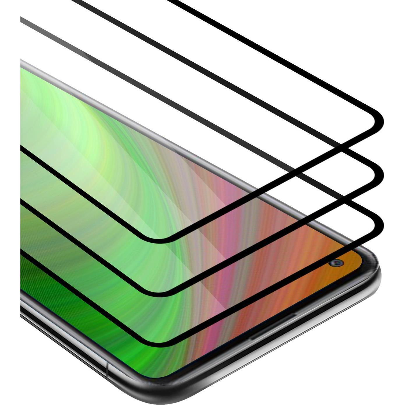 Cadorabo Vollbild Displayschutzglas (3 Stück, Xiaomi Redmi 10X), Smartphone Schutzfolie, Schwarz