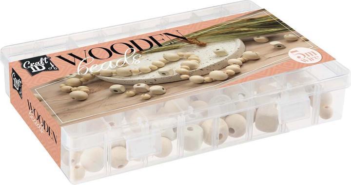 Image du produit Set de perles en bois avec cordon, 130 grammes