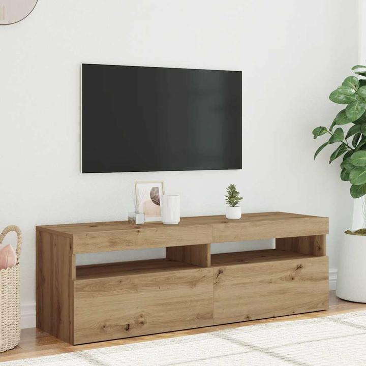 Produktbild VidaXL TV Schrank Lowboard Fernsehschrank Fernsehtisch mit LED Artisan-Eiche (120 x 35 x 40 cm)