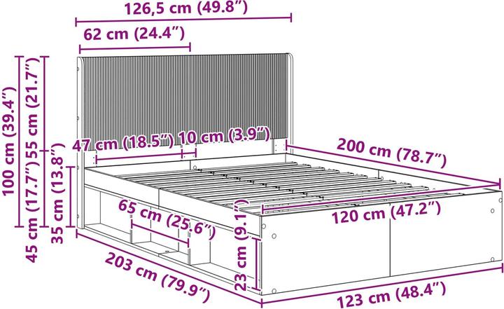 Produktbild vidaXL Bettrahmen (120 x 200 cm)