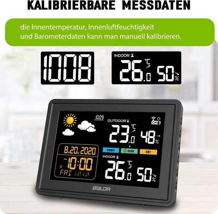 Actual product image Baldr Wetterstation mit Funkuhr und Aussensensor