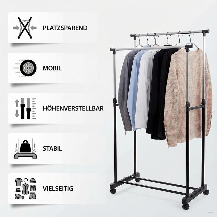 Actual product image Homeline Adjustable double clothes rack