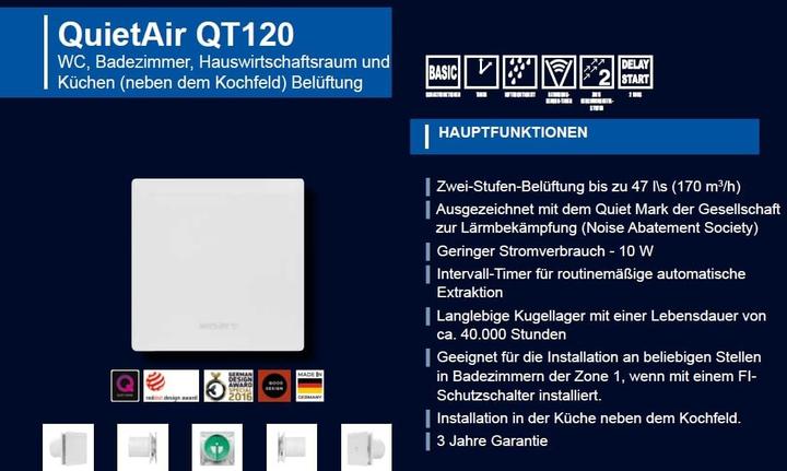 Produktbild Airflow Stille Bewegungs-Sensor Timer Version Zwei Geschwindigkeit Extractor Ventilator