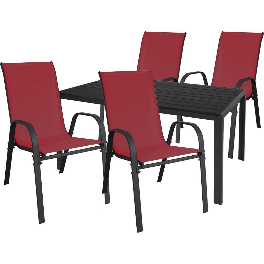 Mojawo, Gartentisch + Balkontisch, Gartengarnitur Sitzgarnitur 5-teilig 180x90cm Aluminium / Non-Wood (180 cm)