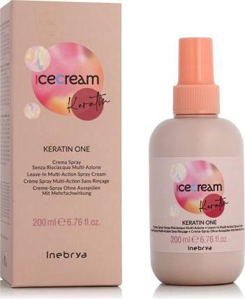 Productafbeelding Inebrya Ice Cream Keratin One Multiaction Spray - Multifunctionele Spoelvrije Crèmespray op basis van (200 ml)
