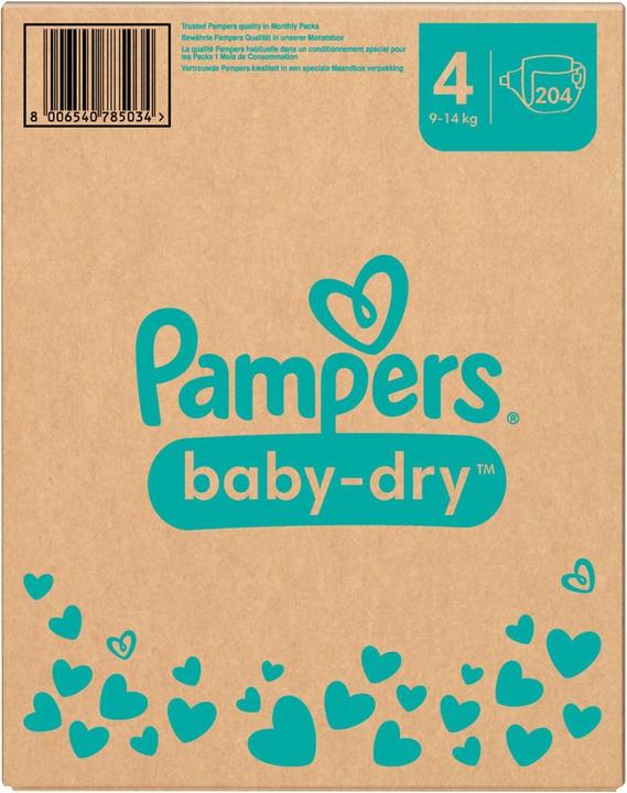 Immagine prodotto Pampers Baby-Dry (Dimensione 4, Pacco mensile, 204 Pezzo/i)
