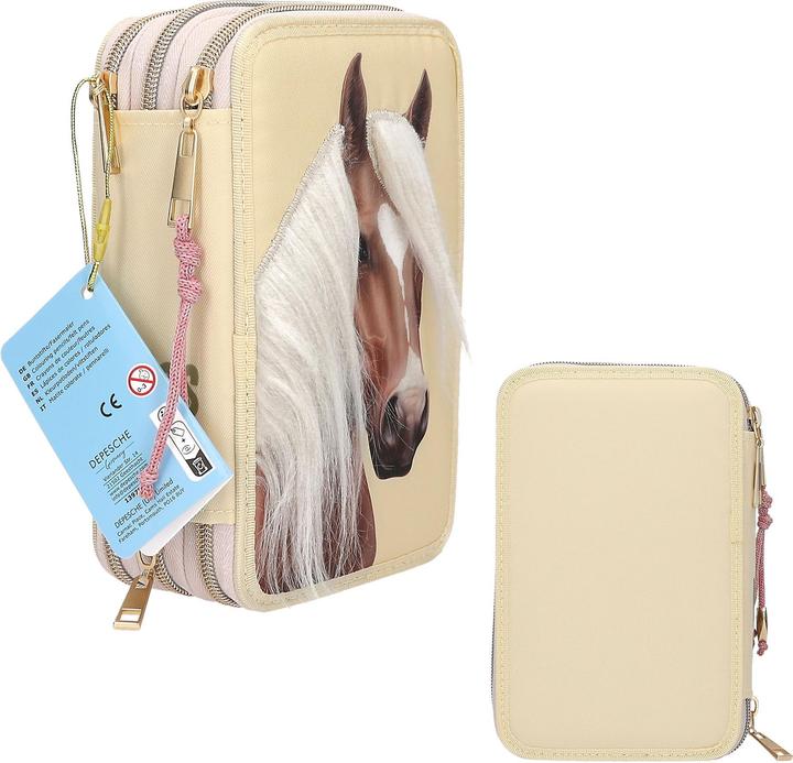 Produktbild Magni DEPESCHE Miss Melody Federtasche mit Pferdekopf Applikation 3 Fächer gelb