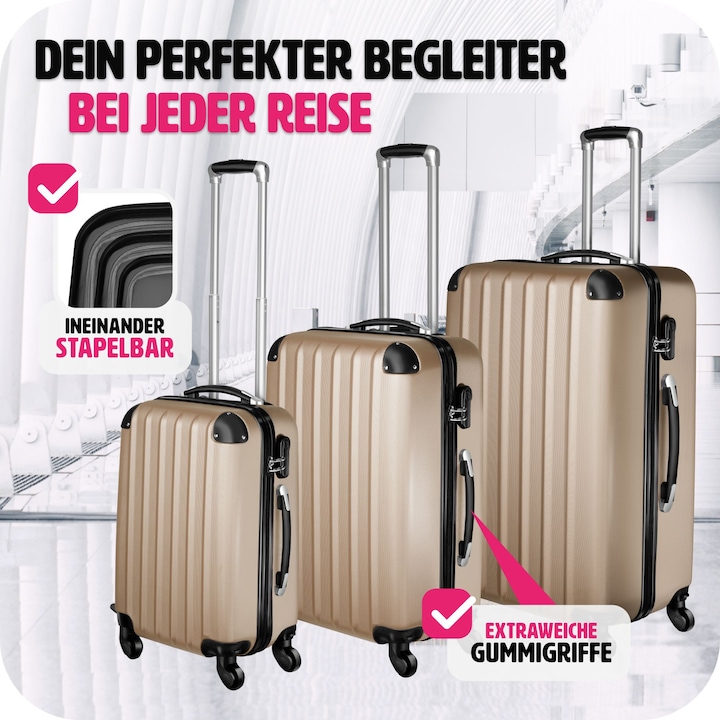 Image du produit tectake Set de 3 Valises (95 l, M (50 - 90l), L (90 - 115l))