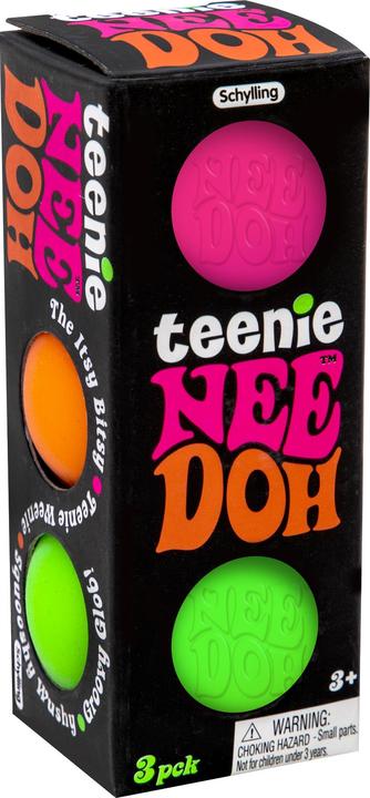 Actual product image BOT-I Schylling NeeDoh Teenie - Sensory Fidget Toy - 3 Mini Groovy Globs in Assorted Colours - Ages 3 to
