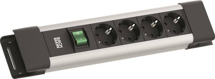 Bachmann CONNECTUS 4-Fach Steckdosenleiste (Robuste Mehrfachsteckdose mit Schalter und 2m Kabel) Gra (4x, CEE 7/3, CEE 7/7, Typ 13, 2 m)