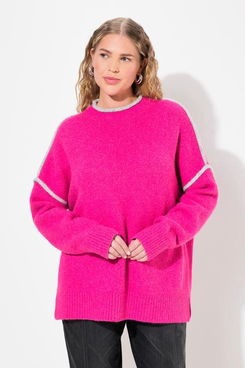 Image du produit Ulla Popken Pull rayé oversize, col montant et manches longues (42, 44)