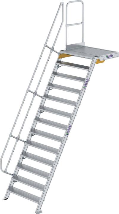 Actual product image Munk Stairs with platform 60ï¿½ step width 1000 mm 13 steps aluminium ribbed (Scaffolding, 100 cm)