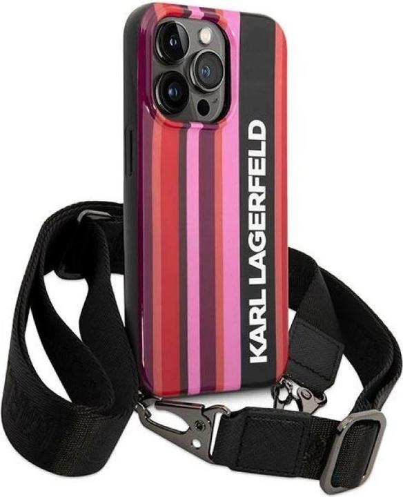 Actual product image Karl Lagerfeld KLHCP14XSTSTP iPhone 14 Pro Max 6.7" hardcase różowy/pink Color Stripes Strap (Apple iPhone 14 Pro Max)