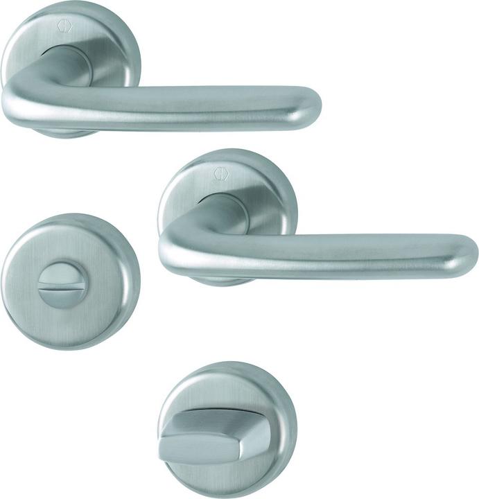 Actual product image Hoppe Rosette set Cardiff E1850Z/17KV/17KVS stainless steel F69 round SK/OL DIN left / right D/D (Door handle)
