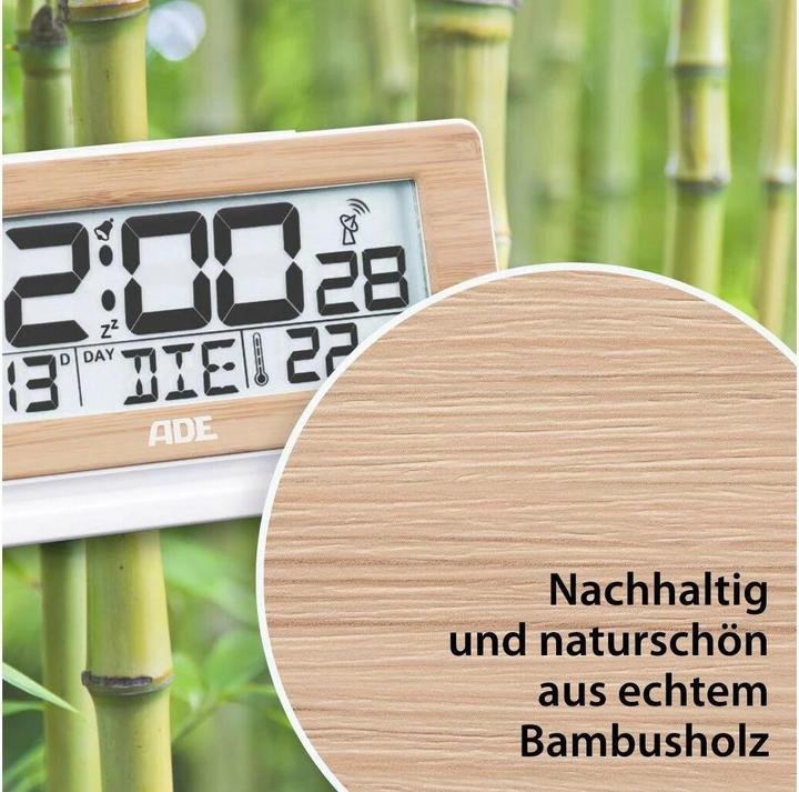 Image du produit ADE radiopiloté(e) Réveil blanc, bois