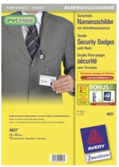 Image du produit Avery Zweckform Doppel-Sicherheits-Namensschild, 90 x 54 mm transparent, Hartbox aus festem PVC-freiem Ma