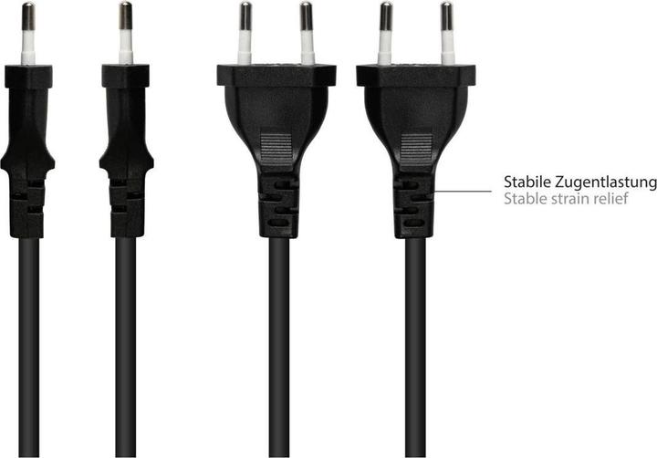 Actual product image Varia Euro mains cable Euro plug type C to C7Euro 8 socket, black, 0.75mm, 3m (3 m)