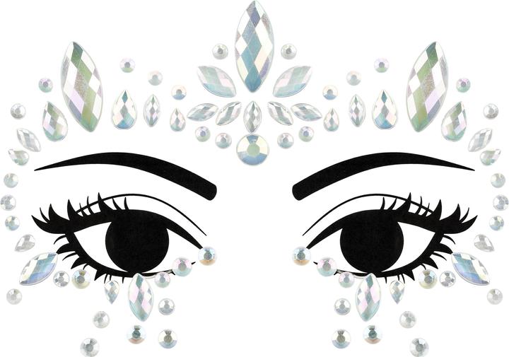 Partydeco Bijoux de visage cristaux argentés, 15 x 9 cm