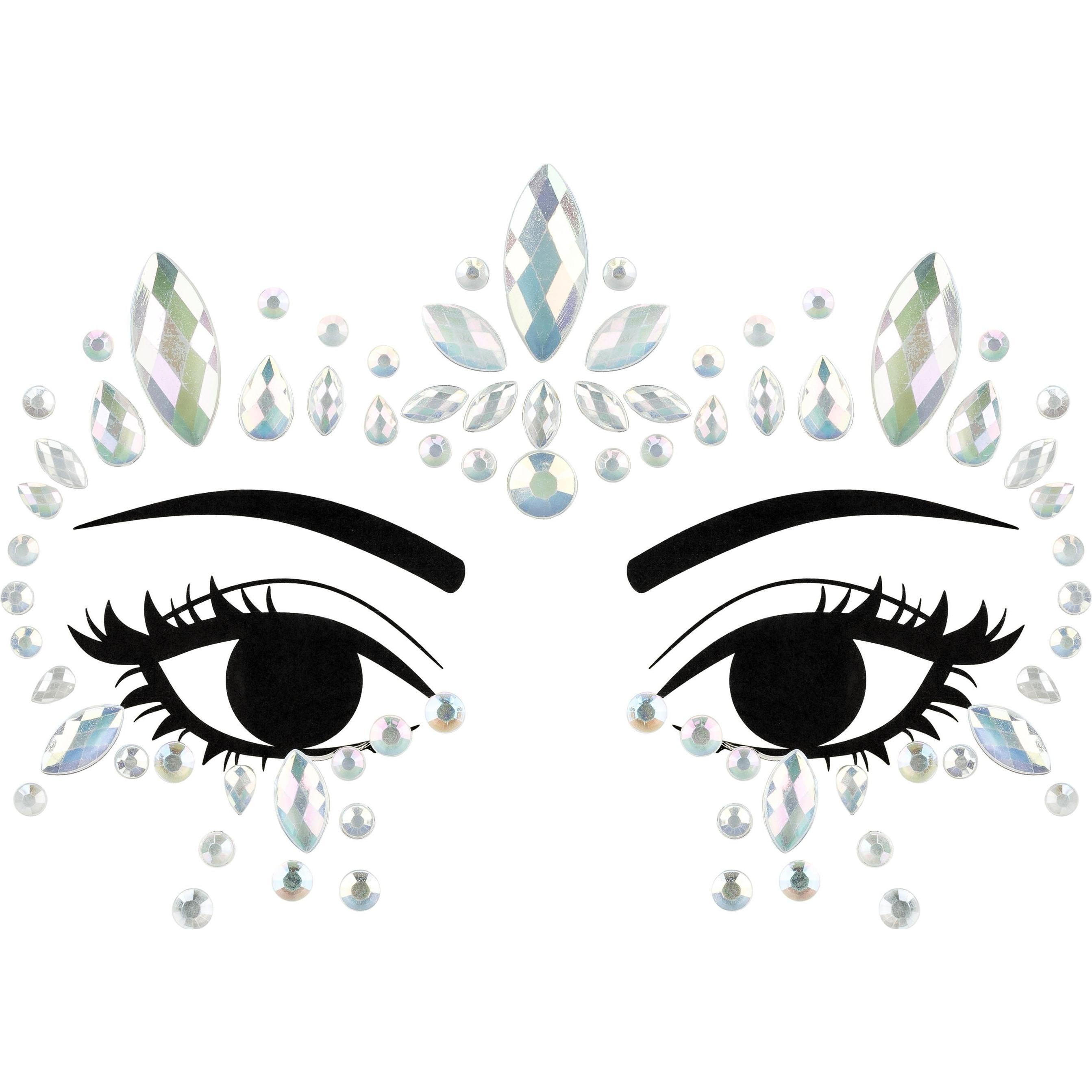 Partydeco Gesichtsschmuck Kristalle silber, 15 x 9 cm