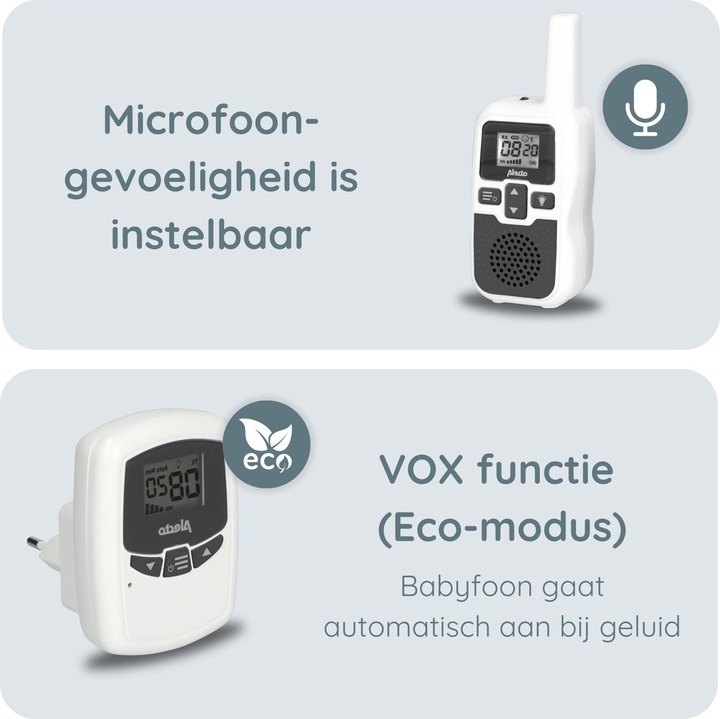 Produktbild Alecto Baby DBX-80 - Babyphone mit Reichweite von bis zu 3.000 Metern, weiss/anthrazit (Babyphone Audio, 3000 m)