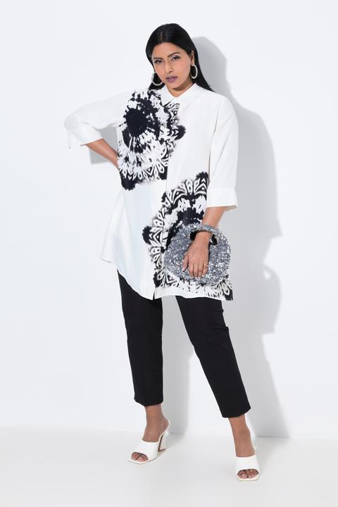 Immagine prodotto Ulla Popken Blusa dal taglio svasato con batik, colletto da camicia e maniche a 3/4 (60)