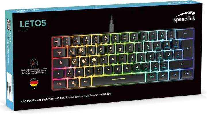 Produktbild Speedlink LETOS RGB 60% Gaming Keyboard, black - DE layout (Deutschland, Kabelgebunden)