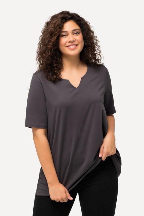 Actual product image Ulla Popken Essential Notch Neck Stretch Tee (60)