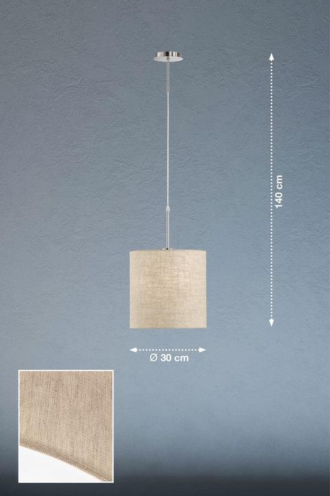 Immagine prodotto Fischer & Honsel Honsel Marie lampada a sospensione E27 con paralume in tessuto di lino colore sabbia nichel 60009 (E27)