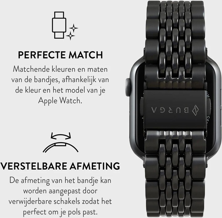 Immagine prodotto Burga Apple Watch Metallgurt - Chic Royal - Schwarz - 38 mm / 40 mm / 41 mm (Acciaio inossidabile)